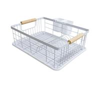 Scolapiatti Graz 42 x 31,5 x 15 cm Acciaio con Manico in Legno Colore Bianco