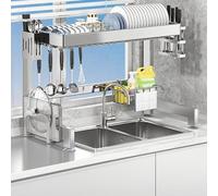 Scolapiatti impilabile a 1 livello, organizer da cucina verticale, 65 cm, design salvaspazio per un'asciugatura e una conservazione efficienti, ideale per piccole cucine