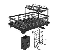 Scolapiatti in acciaio con rivestimento protettivo e scarico mobile per uso in cucina moderna, scolapiatti per lavello da cucina