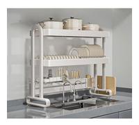 Scolapiatti in acciaio inossidabile, multifunzionale sopra il lavandino, rack per lavello da cucina per drenaggio e organizzazione dei piatti, rack per lavello da cucina, scolapiatti sopra il