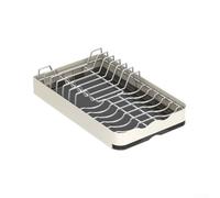 Scolapiatti in acciaio inox con funzione retrattile, perfetto per uso in cucina, drenaggio automatico e ampio spazio di archiviazione (rack combinato)