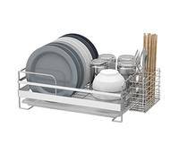 Scolapiatti in acciaio inox con portaposate, scolapiatti durevole e resistente alla ruggine, per cucina, salvaspazio e organizer multifunzionale da cucina