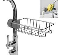 Scolapiatti in acciaio inox con spugna per rubinetto, da appendere al lavandino della cucina e del bagno, portasapone, spazzolino, strofinaccio, scolapiatti