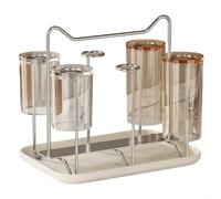 Scolapiatti in acciaio inox con vassoio scolapiatti - 6 ganci porta tazze da caffè per organizzazione desktop - asciugatrice sottosopra per bancone della cucina - bianco