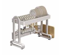 Scolapiatti in acciaio inox di alta qualità con portaposate, vassoio di scarico e tagliere di grandi dimensioni, 72 x 32 x 55 cm, organizer da cucina bianco design salvaspazio