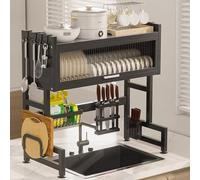 Scolapiatti in acciaio inox - Doppio strato compatto da cucina nizer con supporto pieghevole, ideale per un efficiente drenaggio dei piatti sul lavello
