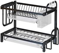 Scolapiatti in acciaio inox nero / blu 44,3 x 22,5 x 34,5 cm