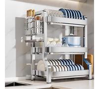 Scolapiatti in acciaio inox, organizer a più livelli con portautensili, design perforato per risparmiare spazio in cucina