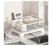 Scolapiatti in acciaio inox per il piano di lavoro della cucina, con scolapiatti, vassoio per posate, cestino multifunzione con grande capacità (1 livello)