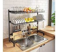Scolapiatti in acciaio inox per lavello da cucina, 4 misure, nero, grado 201, 865 x 280 x 815 mm, salvaspazio, design moderno, durevole