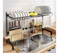 Scolapiatti in acciaio inox per lavello da cucina, design compatto, durevole qualità 201, nero, 4, dimensioni: 865 x 280 x 815 mm, salvaspazio.
