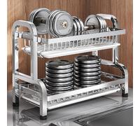 Scolapiatti in acciaio inox - Supporto scolapiatti multifunzione da cucina | Scolapiatti in acciaio inox con grande capacità, multifunzionale e salvaspazio, per piani di lavoro da cucina
