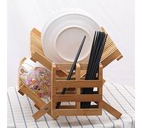 Scolapiatti in bambù, scolapiatti Pieghevole a 2 Livelli Incrociati in Legno scolapiatti da Cucina per Piatti, Piatti, Ciotole, Tazze