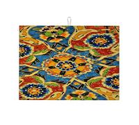 Scolapiatti in ceramica colorata con piastrelle a mosaico per il bancone della cucina, piccolo tappetino resistente al calore, 16 x 18 pollici