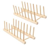 Scolapiatti in Legno di Bambù, Supporto per Piatti, Scolapiatti Legno per Ciotole, Stoviglie, Tazze, Taglieri, CD, Libri