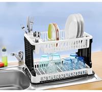 Scolapiatti In Plastica 2 Ripiani Piatti Posate Bicchieri Cucina Con Vaschetta