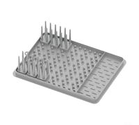 Scolapiatti in silicone con portaposate staccabile, design arrotolabile con efficiente drenaggio dell'acqua per uso in cucina (grigio)