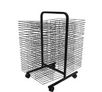 Scolapiatti mobile a doppia faccia con 50 ripiani, perfetto per aule, studi e case, 3 ruote facili da spostare ed efficiente, soluzione per riporre e asciugare le opere d'arte