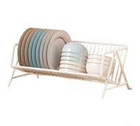 Scolapiatti moderno per bancone della cucina, grande capacità, struttura in ferro, organizer per utensili, bianco, 38 x 23 x 18 cm (bianco)