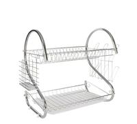 Scolapiatti Multifunzionale A 2 Livelli A Forma Di S, Scolapiatti In Metallo Salvaspazio, Stabile Porta-stoviglie Da Appoggio(S)