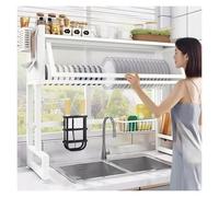 Scolapiatti multifunzionale con scolapiatti salvaspazio antipolvere organizer per credenza 65 cm, ideale per riporre la cucina (bianco)