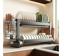 Scolapiatti Multifunzionale da Cucina, portautensili per Piatti da banco, ripiano portaoggetti in Acciaio Inossidabile per la Cucina di casa, per riporre e organizzare, per Piatt