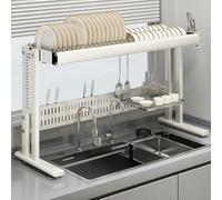 Scolapiatti Multifunzionale: scolapiatti salvaspazio da 24 Pollici, Bianco, conserva e asciuga i Piatti in Modo efficiente, Perfetto per cucine Piccole e Mini.