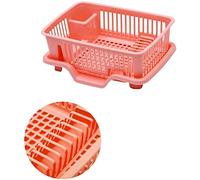 Scolapiatti multiuso in plastica con vassoio antigoccia, per ciotole, chopstic, posate e altro, 44 x 32 x 17 cm, design a fette