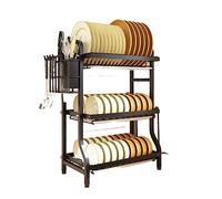 Scolapiatti nero - Mensola scolapiatti da cucina con Chopstic, coltello e forchetta, scolapiatti, 52 x 23,5 x 63,5 cm, per uso domestico per sala da pranzo