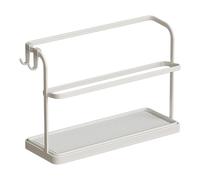 Scolapiatti per bottiglie con vassoio di scarico per piano di lavoro della cucina, portabicchieri e tazze, organizer a due livelli, vassoio rimovibile, design salvaspazio, struttura in acciaio al