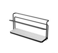 Scolapiatti per bottiglie da cucina con vassoio di scarico, soluzione a due livelli per bottiglie e tazze con tappetino per asciugatura in terra di diatomee per il controllo dell'umidità (nero)