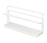 Scolapiatti per bottiglie da cucina con vassoio di scarico, soluzione a due livelli per bottiglie e tazze con tappetino per asciugatura in terra di diatomee per il controllo dell'umidità (bianco)