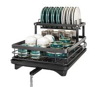 Scolapiatti per lavello, 2 ripiani, per bancone della cucina, organizer salvaspazio per lavello, per piano di lavoro, camper, appartamenti, ristoranti