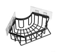 Scolapiatti per lavello da cucina, a forma di triangolo, con gancio aggiuntivo per appendere spugne, sapone e spazzole, realizzato in acciaio inox antiruggine (nero)