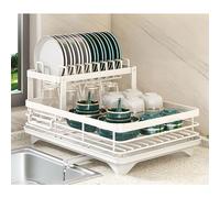 Scolapiatti per lavello da cucina, salvaspazio, con vassoio di scarico e beccuccio rotante per un'asciugatura efficiente e una gestione dell'acqua