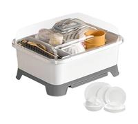 Scolapiatti per posate con coperchio - Piatto da cucina e organizer per bicchieri, contenitore per l'essiccazione delle bottiglie e porta bottiglie, scolapiatti multifunzionale per bancone, gestione