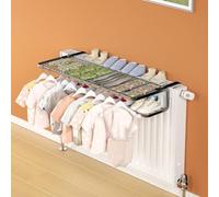 Scolapiatti per termosifone, design a doppio strato, con distanza regolabile dalla parete, ferro resistente alla ruggine, può contenere fino a 20 kg per un'asciugatura efficiente di vestiti e scarpe