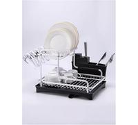 Scolapiatti piccolo, scolapiatti for lavello da cucina, organizzazione e stoccaggio in lega di alluminio for la cucina(Black)