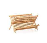 Scolapiatti Pieghevole A 2 Livelli Resistente, Scolapiatti Retrò In Bambù, Scolapiatti Pieghevole Naturale, Portaoggetti Da Cucina(20 Grids)