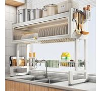 Scolapiatti pieghevole a 2 ripiani con coperchio, salvaspazio, in acciaio al carbonio, per controsoffitto e cucina pratica perfetta per gli piccoli.