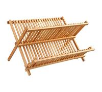 5five Scolapiatti pieghevole a 2 livelli in bambù naturale 42 x 33,5 x 25,5