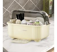 Scolapiatti Porta Stoviglie Posate Contenitore per Piatti con Coperchio