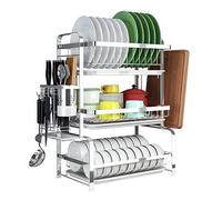 Scolapiatti Portapiatti In Acciaio Inossidabile A 3 Strati Portaposate Scaffale Portaoggetti Scarico Cucina Portacoltelli Tagliere Casa Scolapiatti Per Utensili