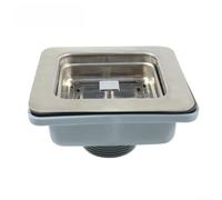 Scolapiatti quadrato per lavello in acciaio inossidabile, 114 x 114 mm, anti-intasamento, a prova di perdite, tappo a rete per cucina e bagno, argento