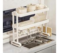 Scolapiatti regolabile in acciaio inox da sopra il lavello, grande capacità, salvaspazio, per cucina, per piano di lavoro, durevole e resistente alla ruggine