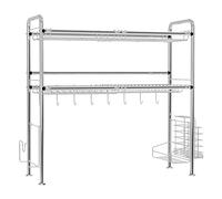 Scolapiatti regolabile in acciaio inox da sopra il lavello, salvaspazio, grande scolapiatti con supporto per tagliere e porta utensili, organizer da cucina per un'asciugatura efficiente