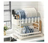 Scolapiatti rosa, organizer da cucina for ciotole e piatti, design a scatto, installazione senza fori, elettrodomestico alla moda per il bancone della cucina(WHITE)