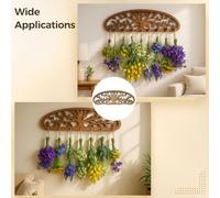 Scolapiatti rustico da parete in legno marrone per erbe aromatiche, larghezza 38 cm, design unico dell'albero della vita, espositore multi-gancio per erbe e fiori