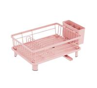 Scolapiatti salvaspazio rosa con supporto e scolapiatti, scolapiatti da cucina con beccuccio per un'asciugatura efficiente e organizzazione