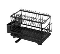 Scolapiatti - Scolapiatti, 2 Ripiani con Portautensili, Portapiatti per Bancone del | Lavello Casa Appartamento Dormitorio Dispensa Posate Spugna Vassoio Organizzazione